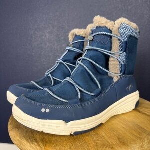 Ryka Aubonne Winter Boots, Navy, Size 10 WIDE